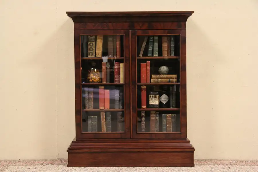 Main image of Empire 1840's Antique Bookcase, Glass Doors