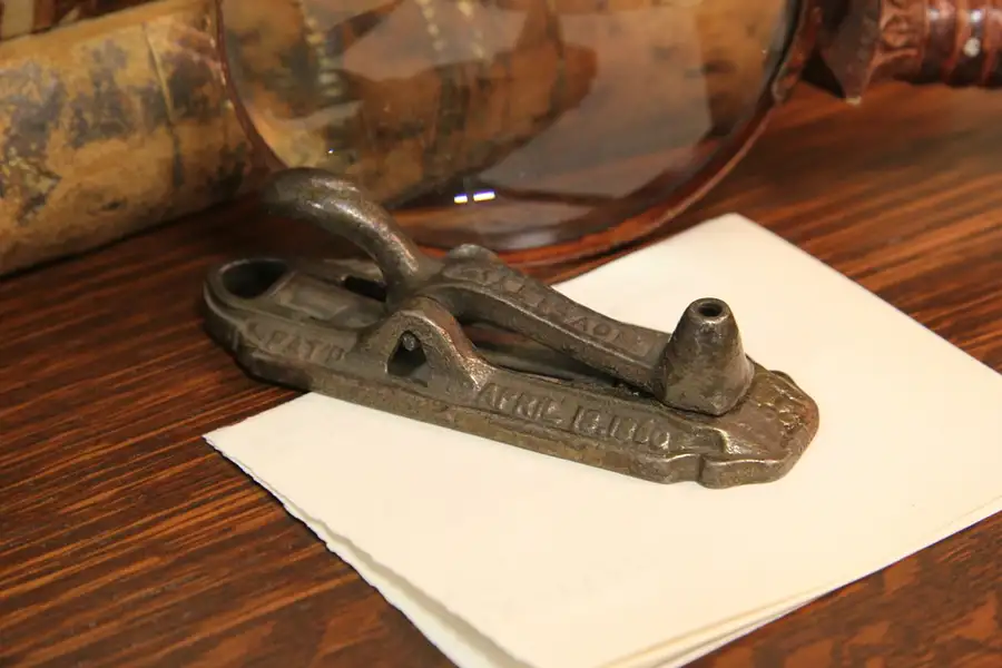 Main image of Victorian Pat. 1880 Antique Novelty Iron Bill or Receipt Clip