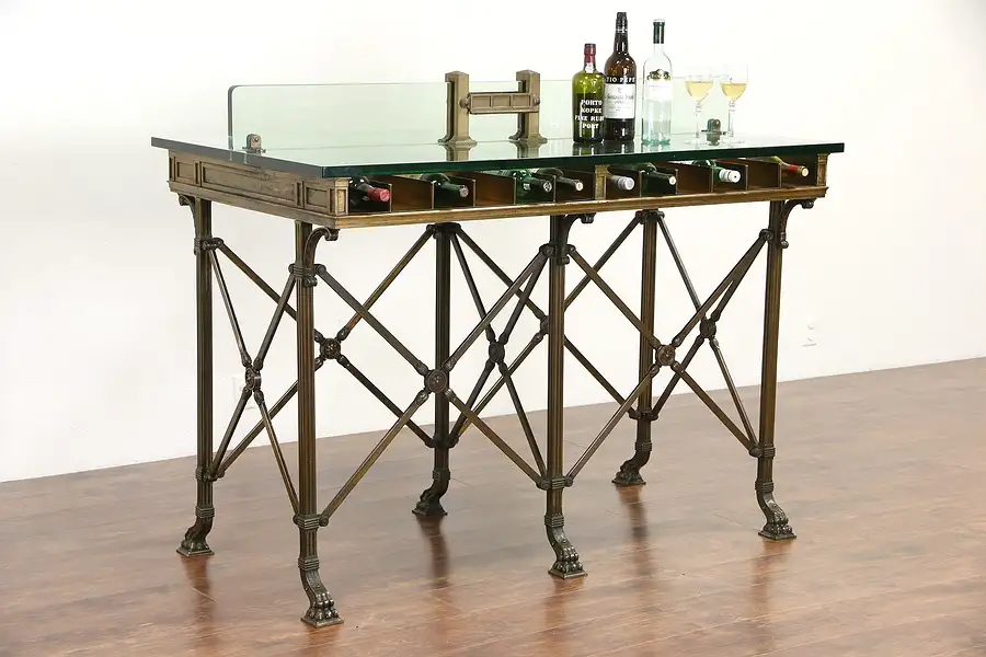 Main image of Bronze Bank Counter 1900 Architectural Salvage, Kitchen Island Wine Cheese Table