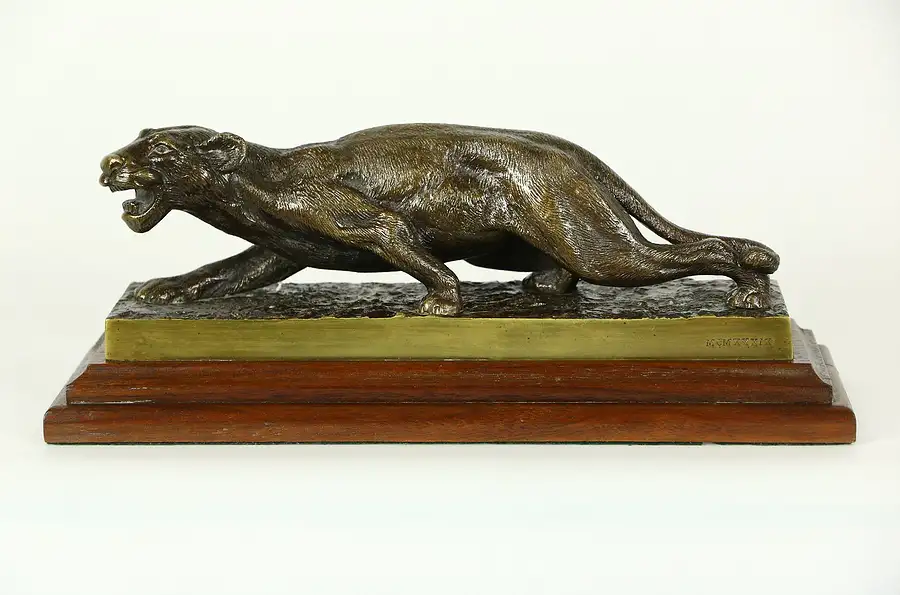 Main image of Bronze Jaguar Sculpture, MCMXXXIX 1939 Dated Statue