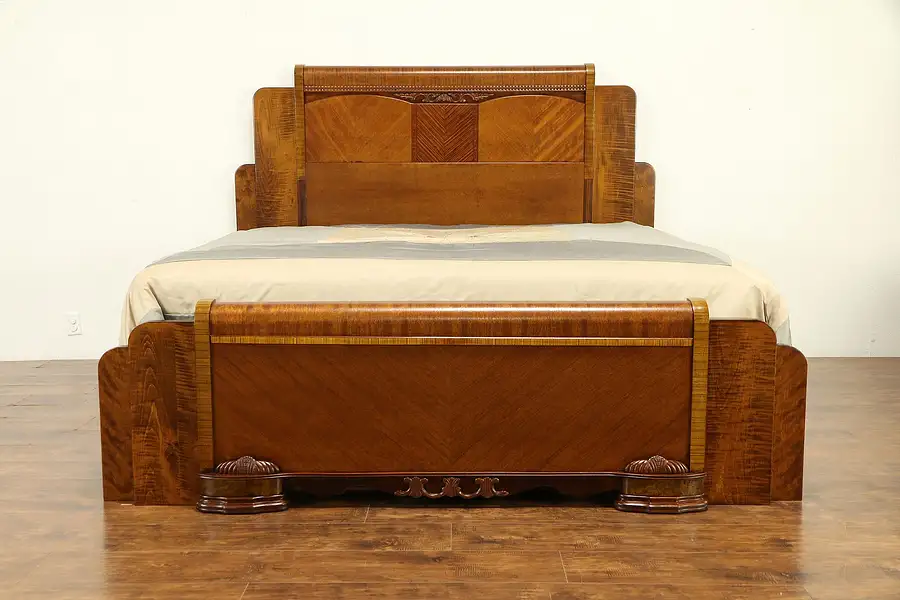 Main image of Art Deco Waterfall 1930's Vintage King Size 3 Pc. Bedroom Set