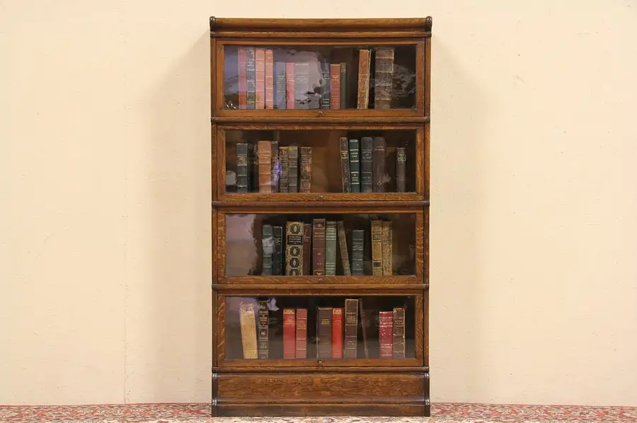 Main image of Globe Wernicke Oak 1900 Antique 4 Stack Lawyer Bookcase