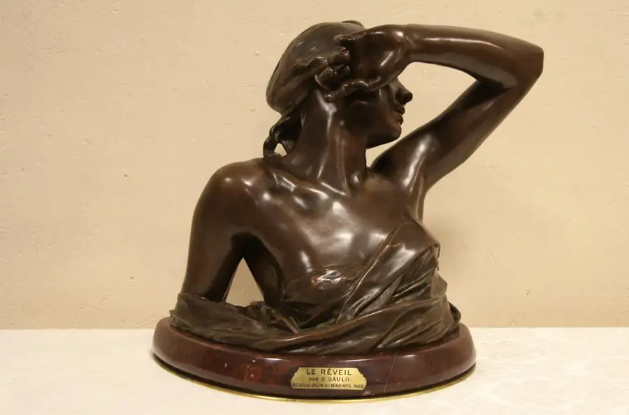 Main image of Saulo Awakening Le Reveil Antique 1900 Bronze Sculpture Bust