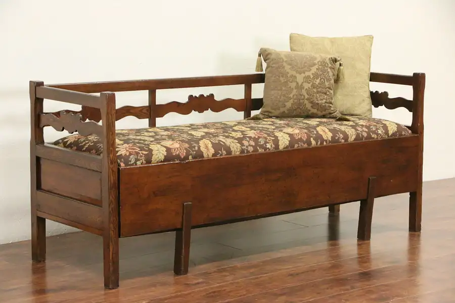Main image of Scandinavian Country Ash 1890's Antique Day Bed, Pull Out Trundle
