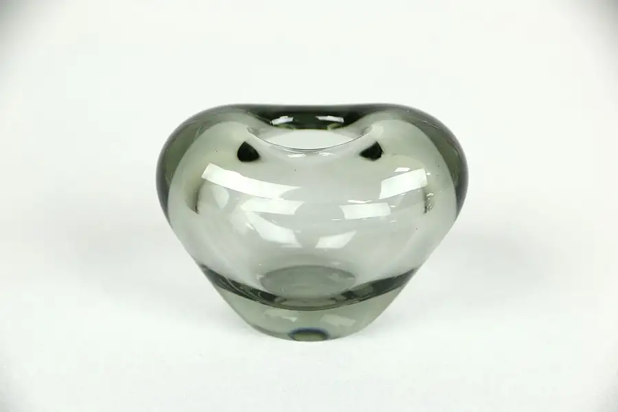 Main image of Smokey Crystal Inkwell or Vase, Signed Holmegaard 1957