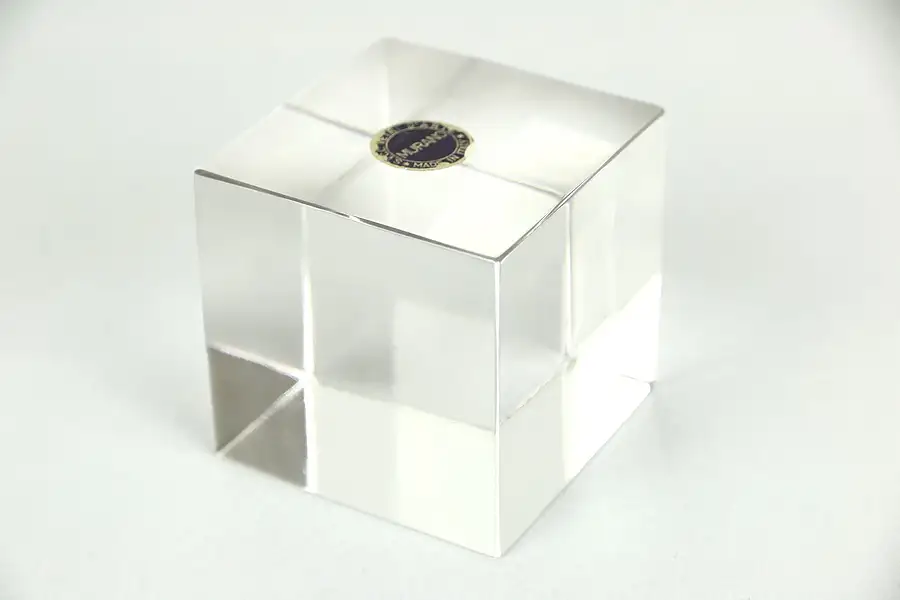 Main image of Cube Crystal Paperweight, Signed Vetri D'Arte, Murano