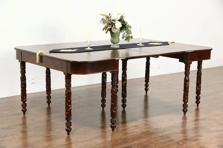 Main image of Empire 1820's Antique Pair Acanthus Carved Mahogany Console Tables, Dining Table