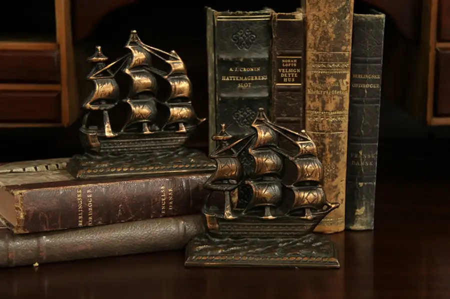 Main image of Pair Antique Constitution Clipper Ship Bookends