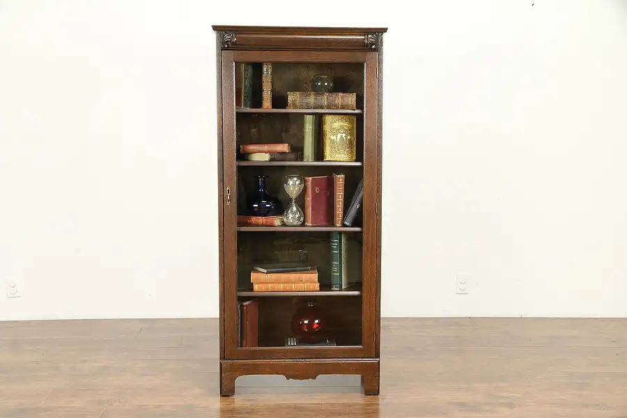 Main image of Oak Antique Medical or Bath Cabinet, Bookcase, Adjustable Shelves