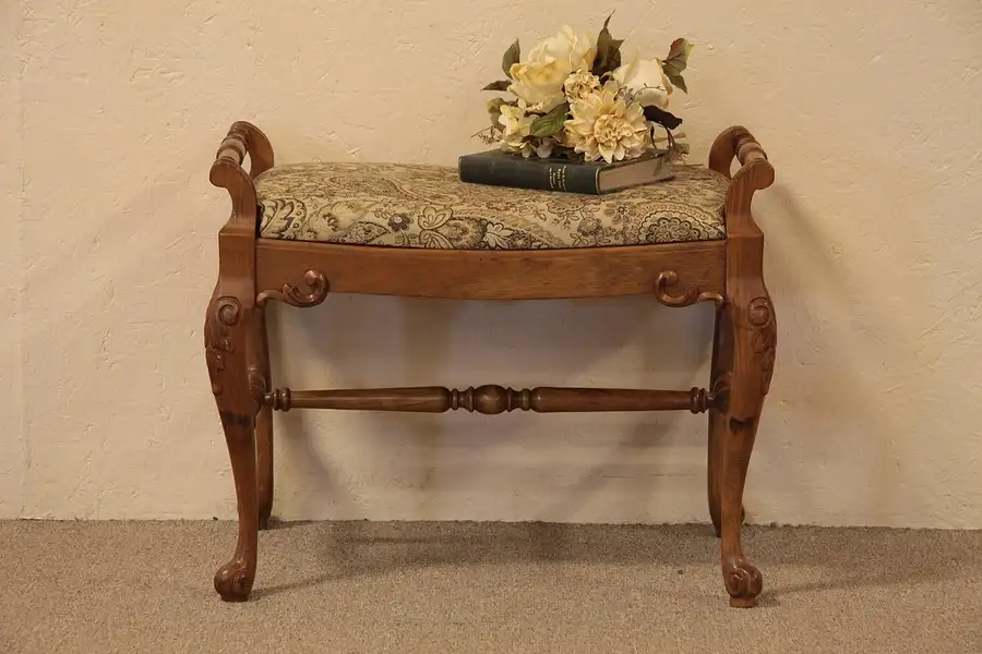 Main image of Carved Antique Bench or Stool