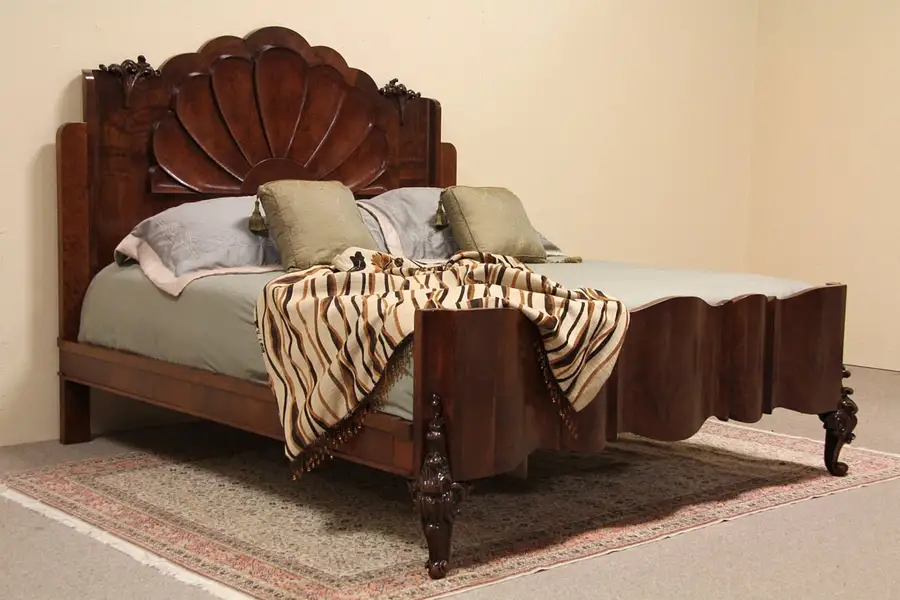 Main image of Art Deco Carved Antique King Size Bed