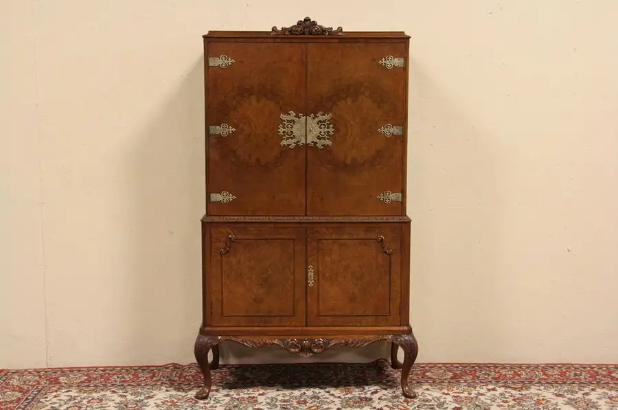 Main image of Carved 1930's Cocktail Bar or Liquor Cabinet