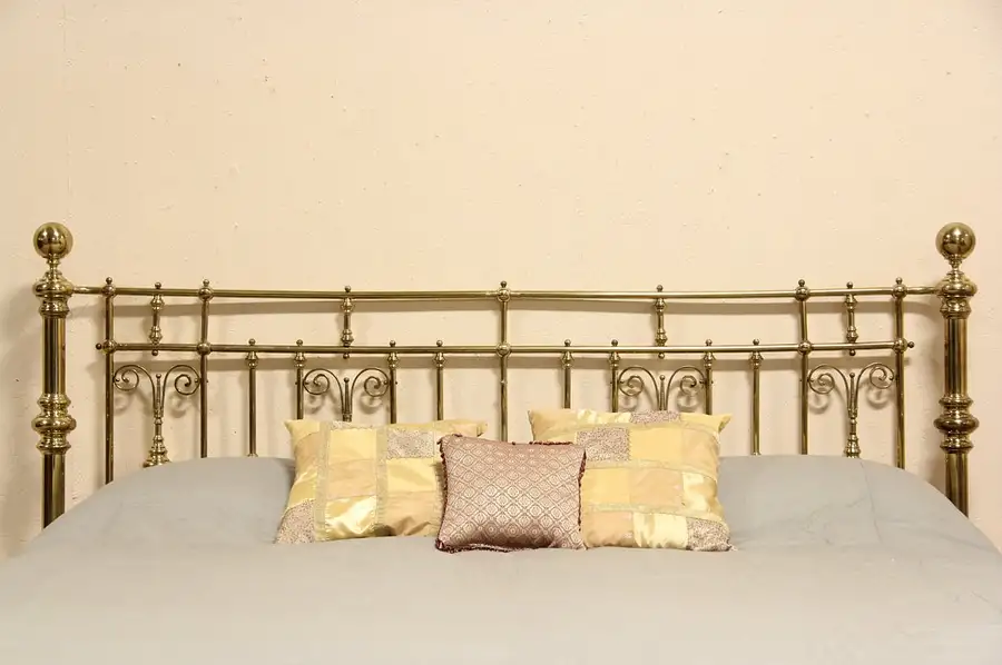 Main image of Brass Vintage Victorian Style King Size Headboard
