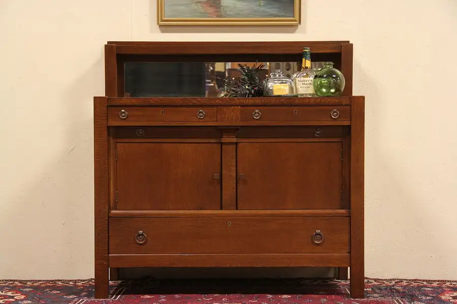 Main image of Arts & Crafts Mission 1910 Antique Scandia Oak Sideboard