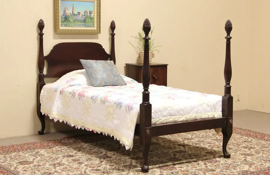 Main image of Pineapple 4 Poster Twin Size 1925 Mahogany Bed