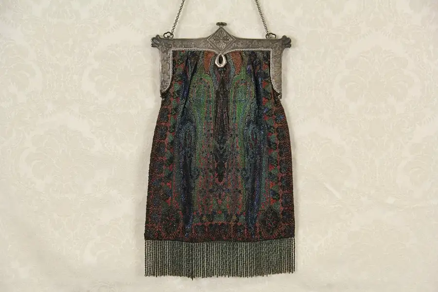 Main image of Evening Bag or Purse, Antique 1900 Handsewn Glass Bead