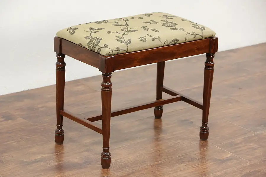 Main image of Maple 1920's Antique Bench or Stool, New Upholstery