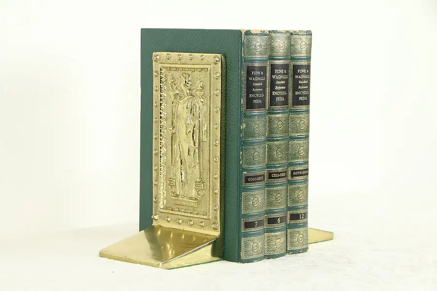 Main image of Brass Library of Congress Door Bookends, Virginia Metalcrafters 1984