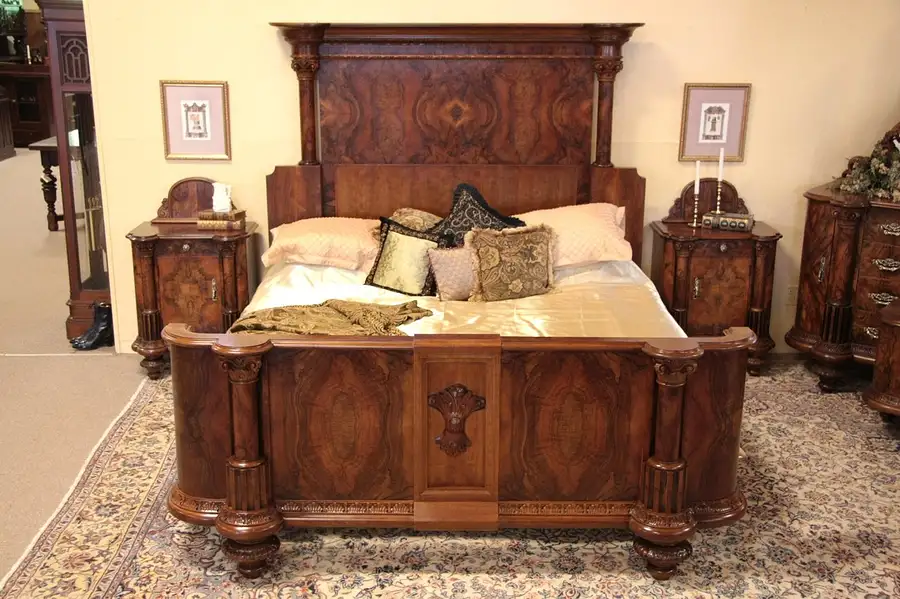Main image of Renaissance Carved Walnut & Burl King Size Bed