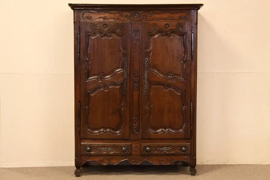 Main image of Country French Provincial 1780 Carved Armoire