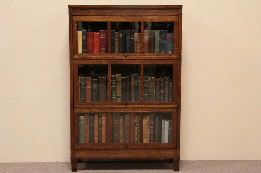 Main image of Oak 3 Stacking Macey Lawyer or Barrister Bookcase