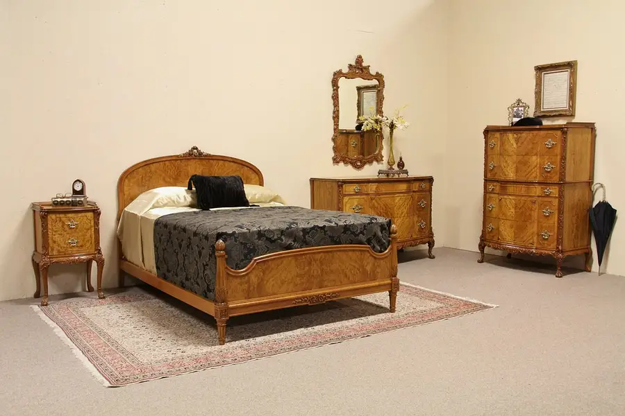 Main image of Satinwood Carved 5 Pc. Full Size Bedroom Set