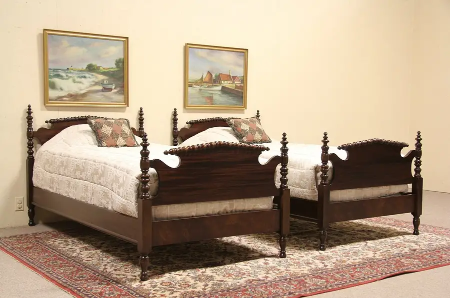 Main image of Pair of Berkey & Gay 1925 Antique Mahogany Twin Beds
