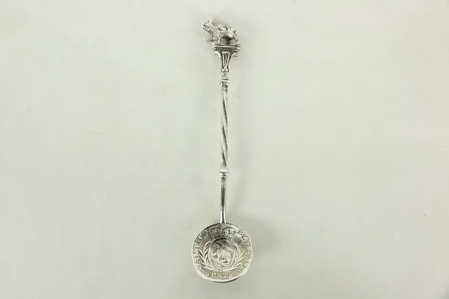 Main image of Bern Switzerland 800 Silver Souvenir Spoon with Bear