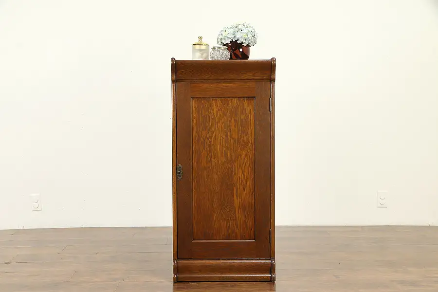 Main image of Oak Antique Office File, Music or Bath Cabinet, Adjustable Shelves