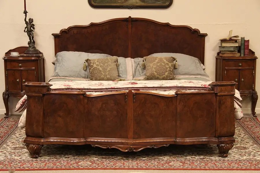 Main image of Carved Italian Antique King Size Bed