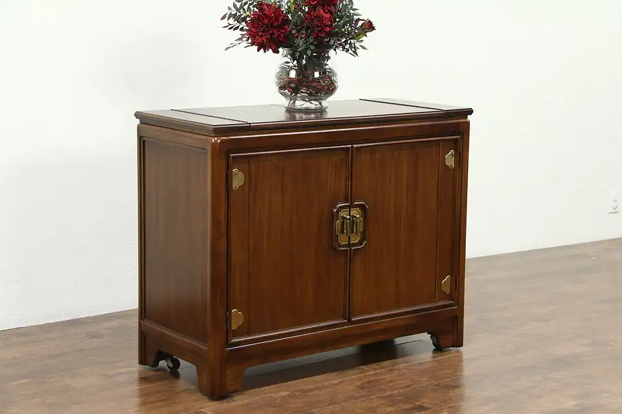 Main image of Bar Cabinet or Server, Vintage Fruitwood, Flip Open Top, Signed Thomasville