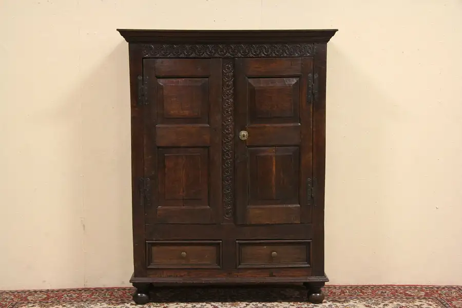 Main image of Welsh Celtic Carved Oak 1780 Antique Armoire