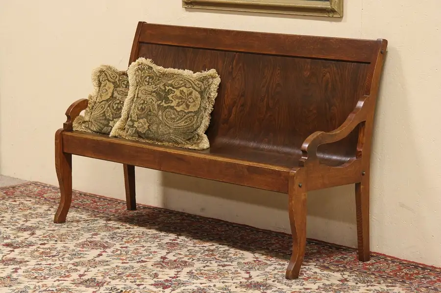 Main image of Oak Railroad Depot Train Station 1900 Antique Bench
