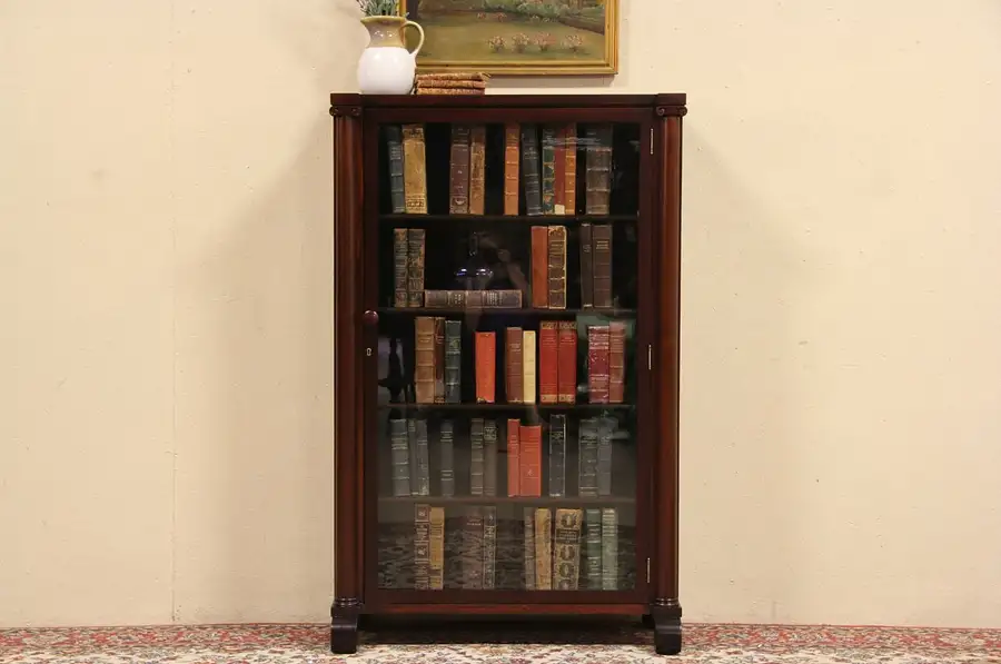 Main image of Berkey & Gay 1910 Antique Bookcase, Original Wavy Glass