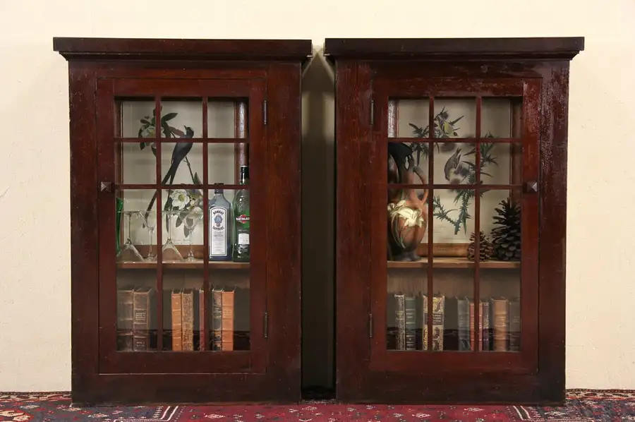 Main image of Pair of Antique Architectural Salvage Pine 1900 Bookcases