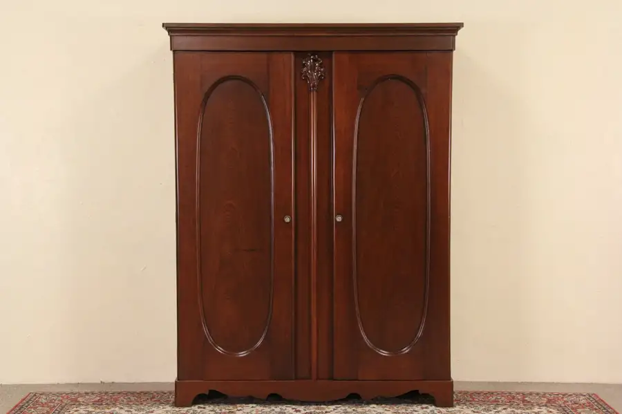 Main image of Victorian 1850's Antique Walnut Armoire, Wardrobe or Closet