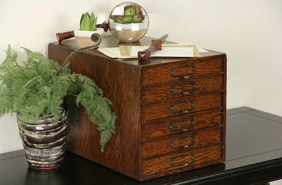 Main image of Lawyer Oak 1910 Antique Desk Top File Box