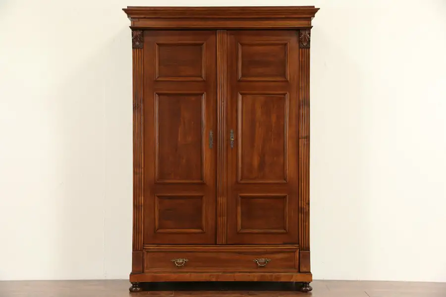 Main image of Walnut 1880 Antique Austrian Armoire, Wardrobe or Closet