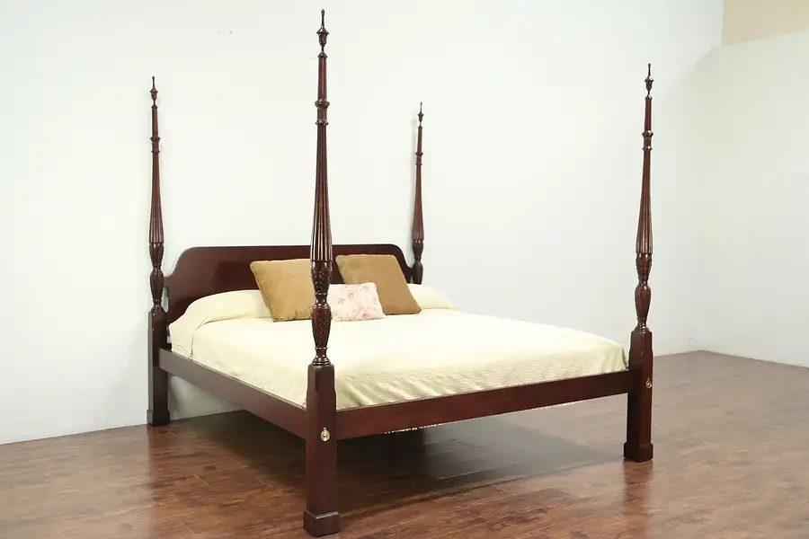 Main image of Charleston Rice Plantation King Size Vintage Mahogany Poster Bed