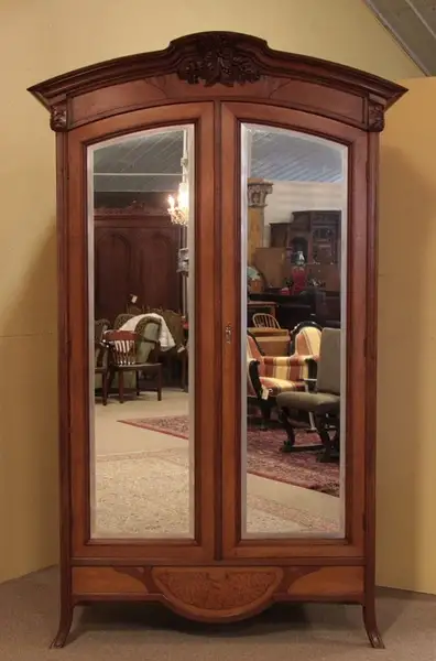 Main image of Art Nouveau Mahogany & Birdseye Armoire