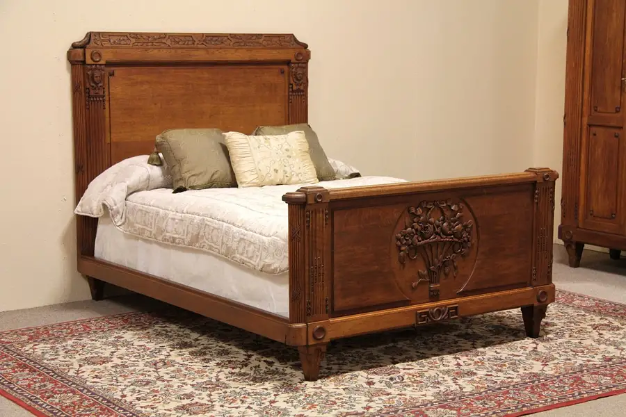 Main image of Carved French Oak Full or Double Bed
