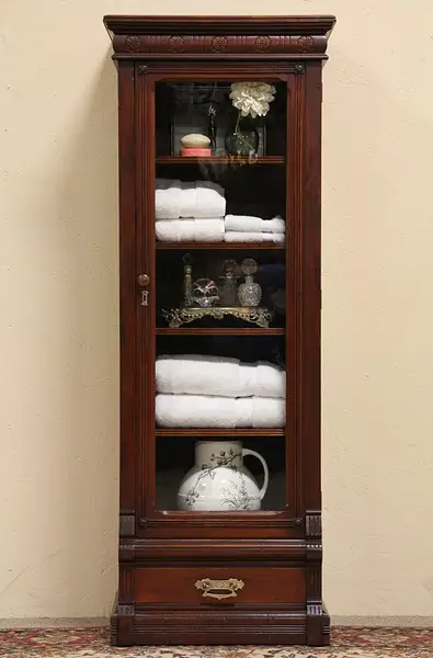 Main image of Eastlake 1870 Antique Bookcase or Display Cabinet