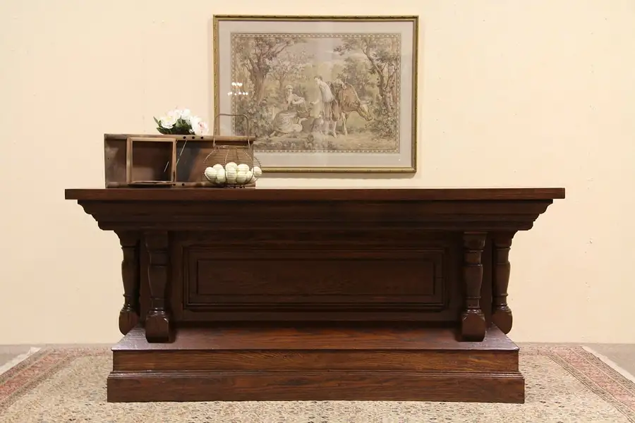 Main image of Oak 1895 Antique Bar, Counter or Kitchen Island, Columns