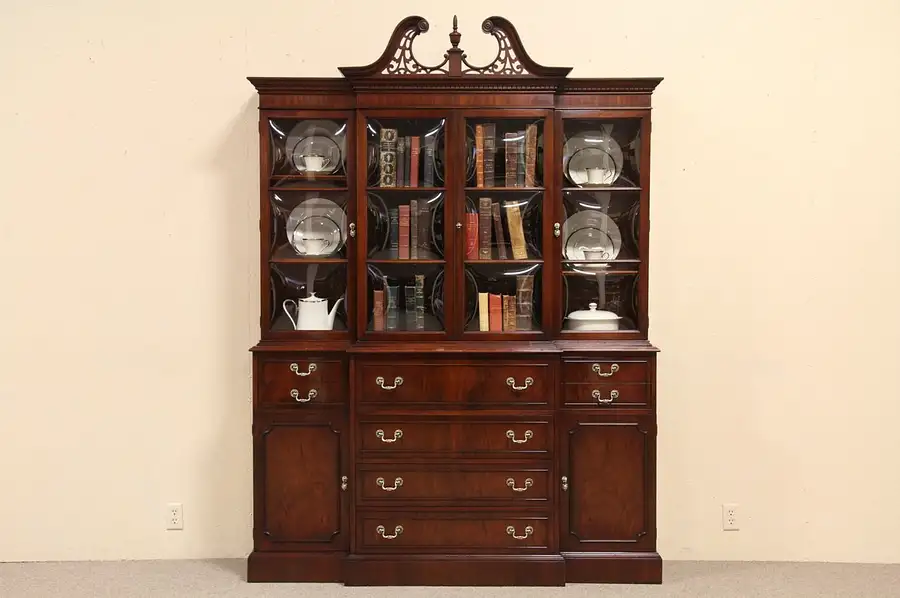 Main image of Breakfront Traditional China Cabinet or Bookcase & Desk