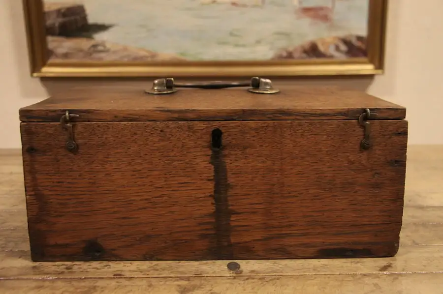 Main image of Oak 1880 Antique Handmade Document or Keepsake Box