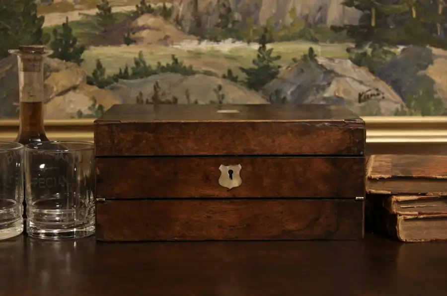 Main image of Victorian Antique 1860 Lap or Travel Desk & Sewing Box