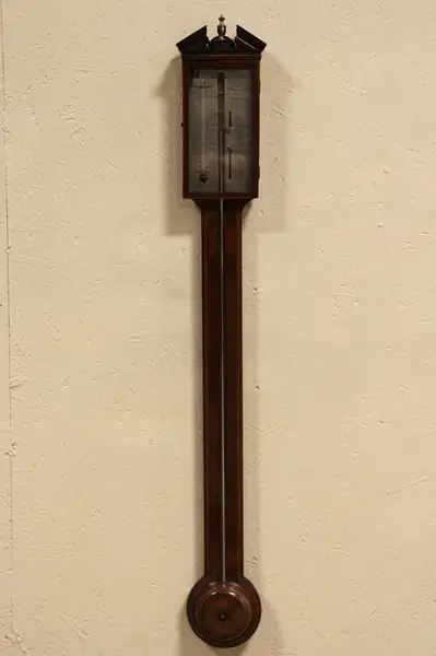 Main image of B. Caprani English Antique Stick Barometer & Thermometer