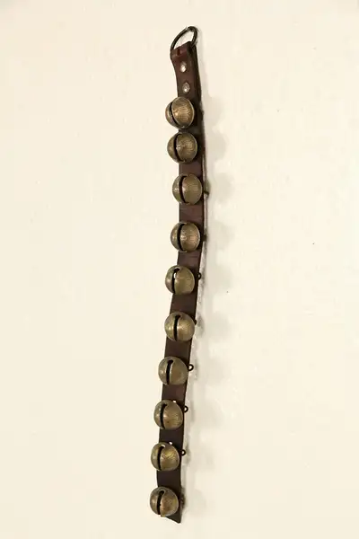Main image of Jingle Bells 1900 Antique 17" Leather & Brass Sleigh Bells