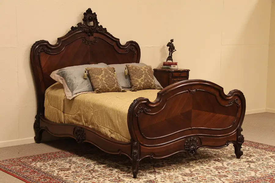 Main image of French Carved Rosewood Antique Bed