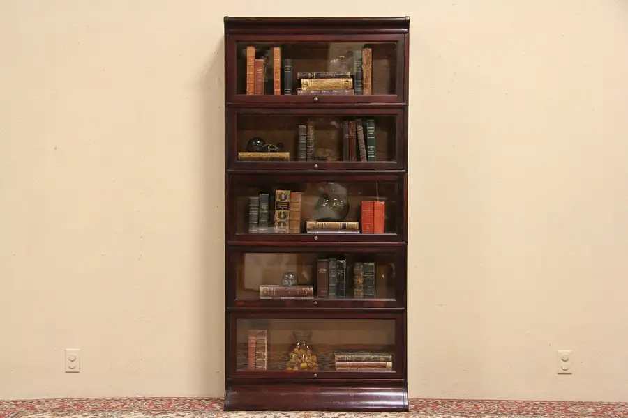 Main image of Viking 5 Stack Barrister Lawyer Mahogany Bookcase